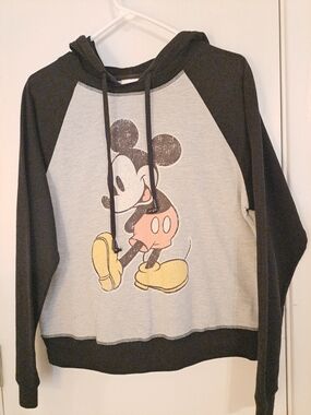 🌞Disney Grey & Black Hooded Sweatshirt, earbud drawstring earbud doesn't work